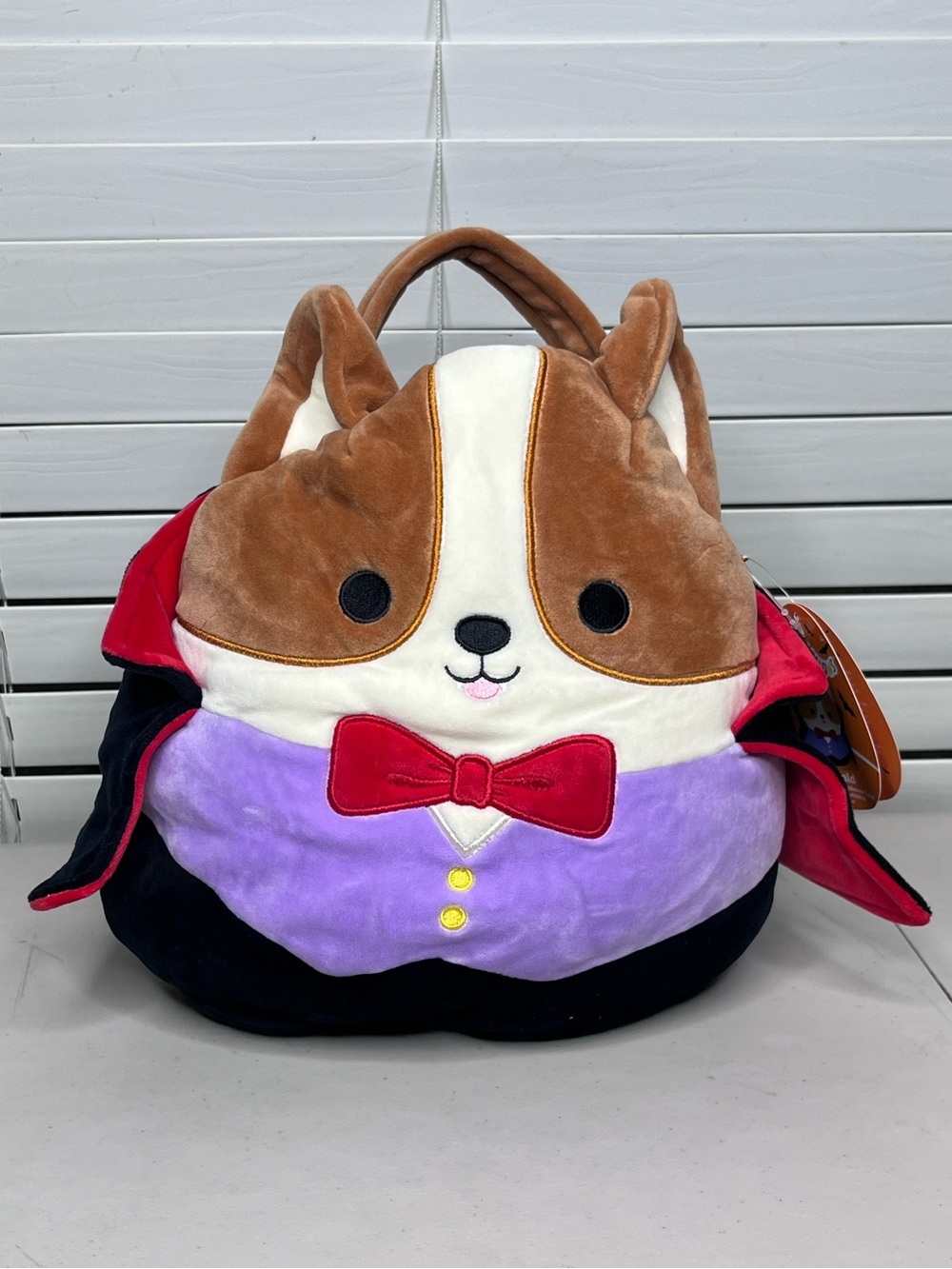 NWT Squishmallows Reginald the Vampire Corgi Treat Pail Soft Plush Bucket - Picture 4 of 14